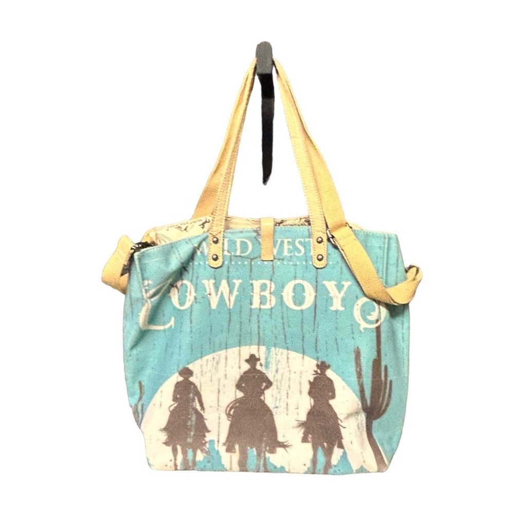 Montana West Cowboy Reversible Tote Bag Large Multicolor Leather Straps - Picture 3 of 14